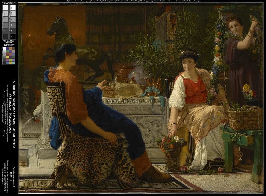 Preparations for the Festivities (The Floral Wreath), by Lawrence Alma-Tadema, oil, 1866