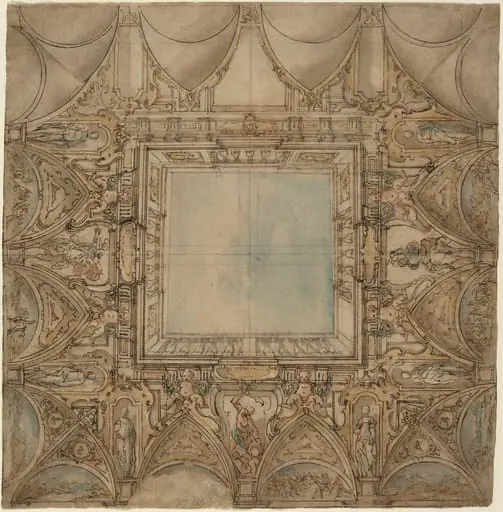 A Ceiling Decoration with Landscapes and Battles, by Lazzaro Tavarone