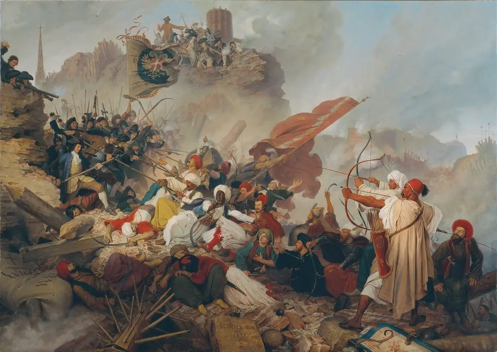 Sturm der Türken auf die Löwelbastei, by Leander Russ