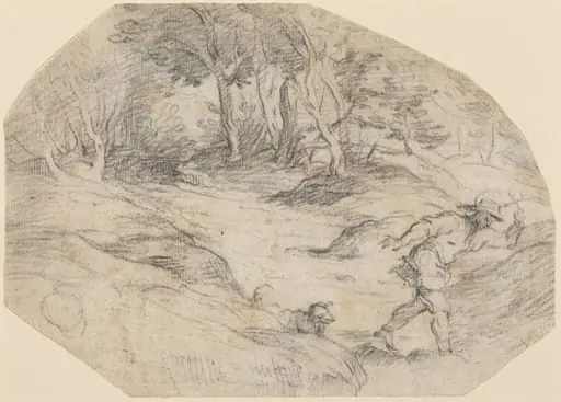 Landscape with a Man and a Dog, by Leandro Bassano
