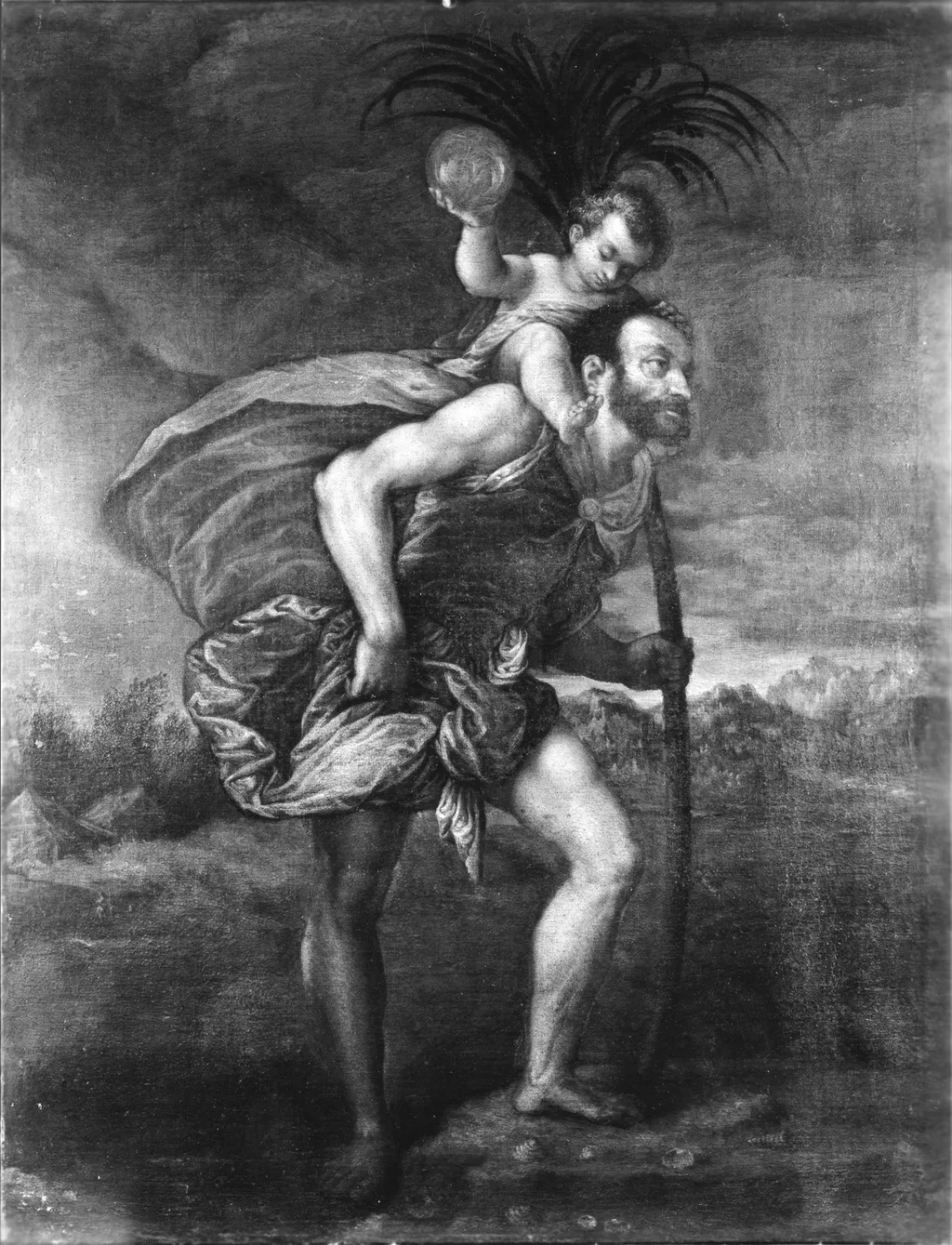 St. Christopher, by Leandro Bassano, oil, 1550