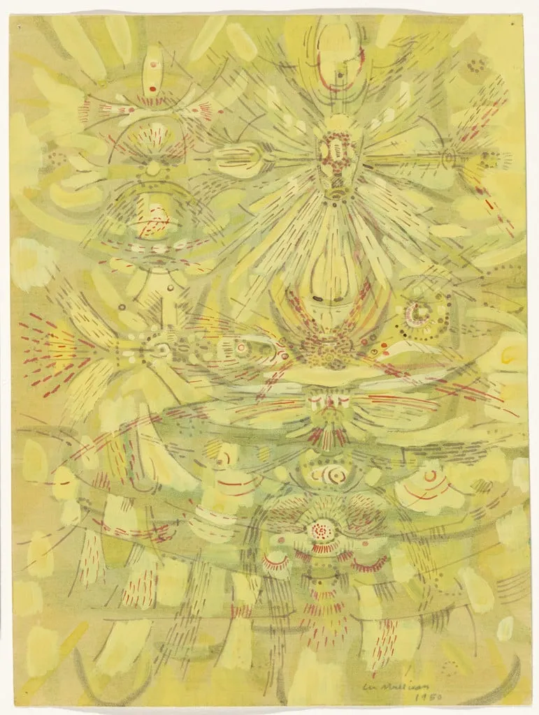 Untitled, by Lee Mullican, tempera, 1950