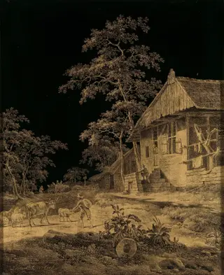 Shepherd at a Farmstead, by Leendert Overbeek, 1799