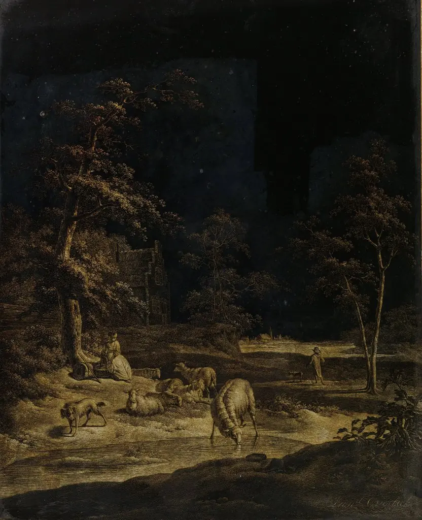 Shepherdess with Sheep, by Leendert Overbeek, 1799