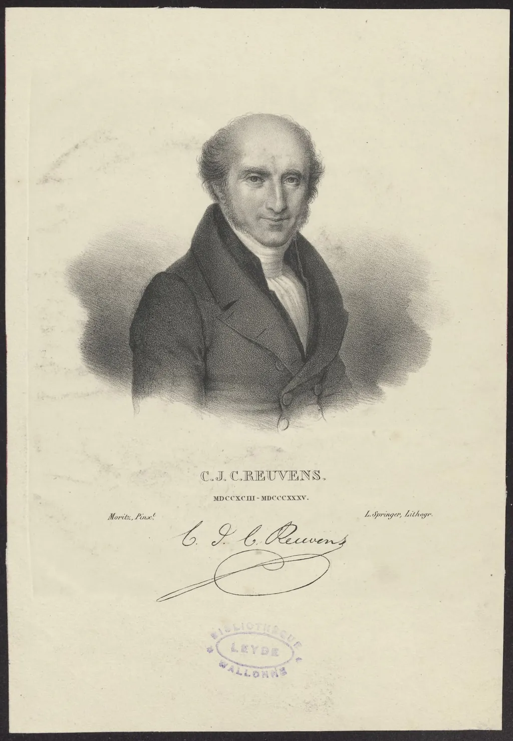 Portrait of C.J.C. Reuvens, archaeologist, by Leendert, Springer, unspecified, 1850