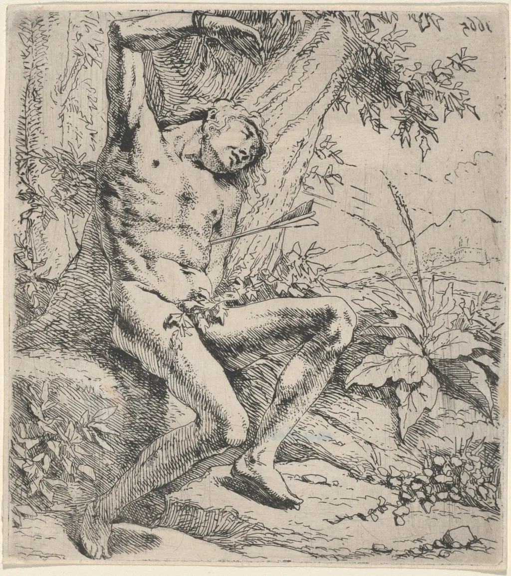 Saint Sebastian, by Leendert van der Cooghen, ink, 1665