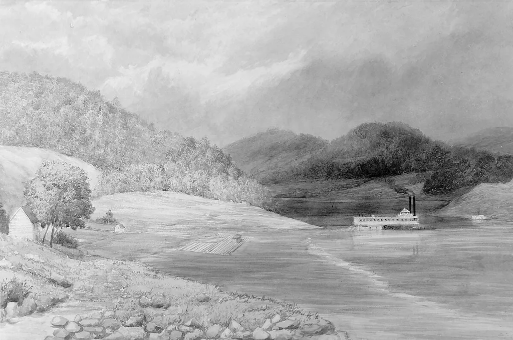 The Ohio River near Wheeling, West Virginia, by Lefevre James Cranstone, watercolor, 1860
