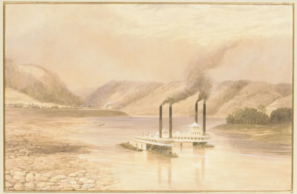 The Ohio River near Wheeling, West Virginia, by Lefevre James Cranstone, watercolor, 1860