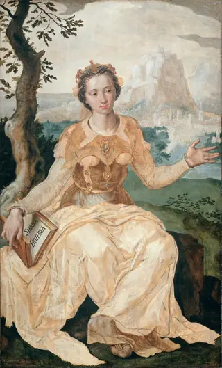 Left wing of a triptych with the  Erythraean Sibyl (outer wing), by Maarten van Heemskerck