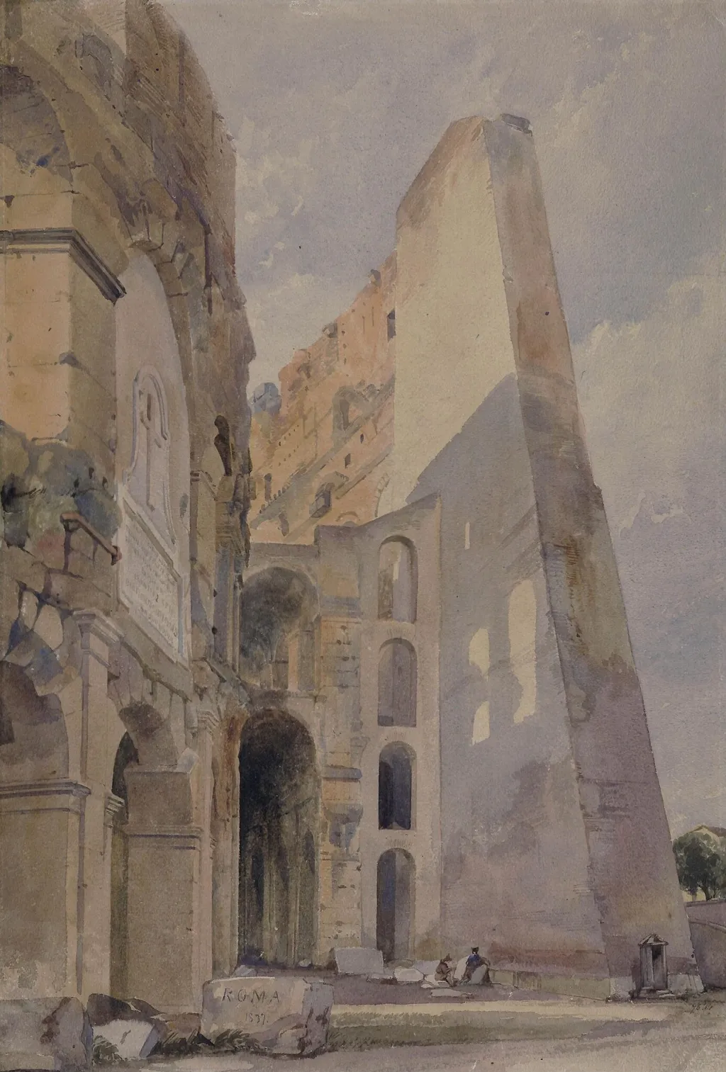 Walls of the Colosseum in Rome, by Leitch, watercolor, 1850