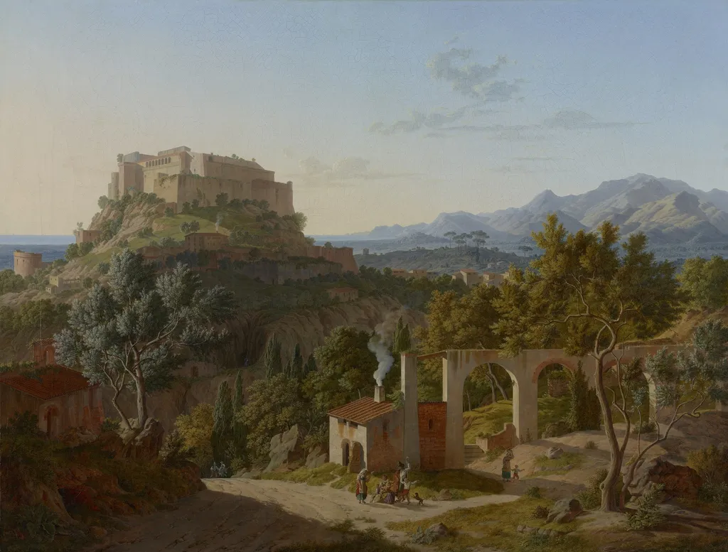 Landscape with the Castle of Massa di Carrara, by Leo von Klenze, oil, 1827