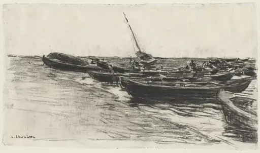 Fishing Boats on the Beach at Étretat, by Léon Augustin Lhermitte