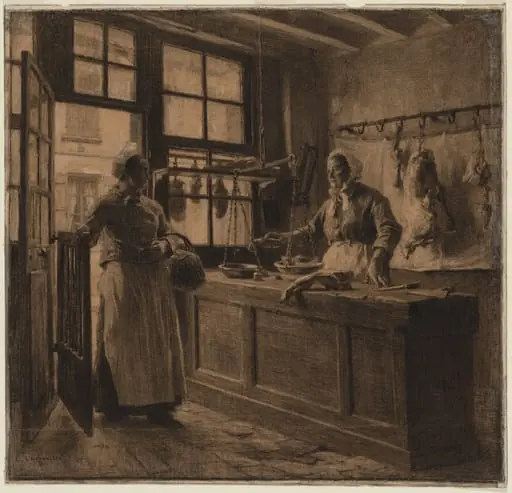 Interior of a Butcher Shop, by Léon Augustin Lhermitte