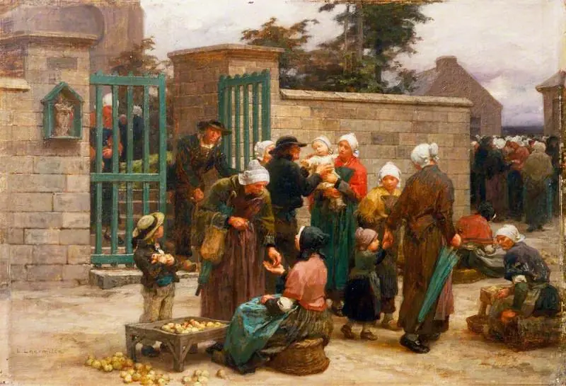 Le Pardon de Plourin, Brittany: Peasants Leaving Church, by Léon Augustin Lhermitte