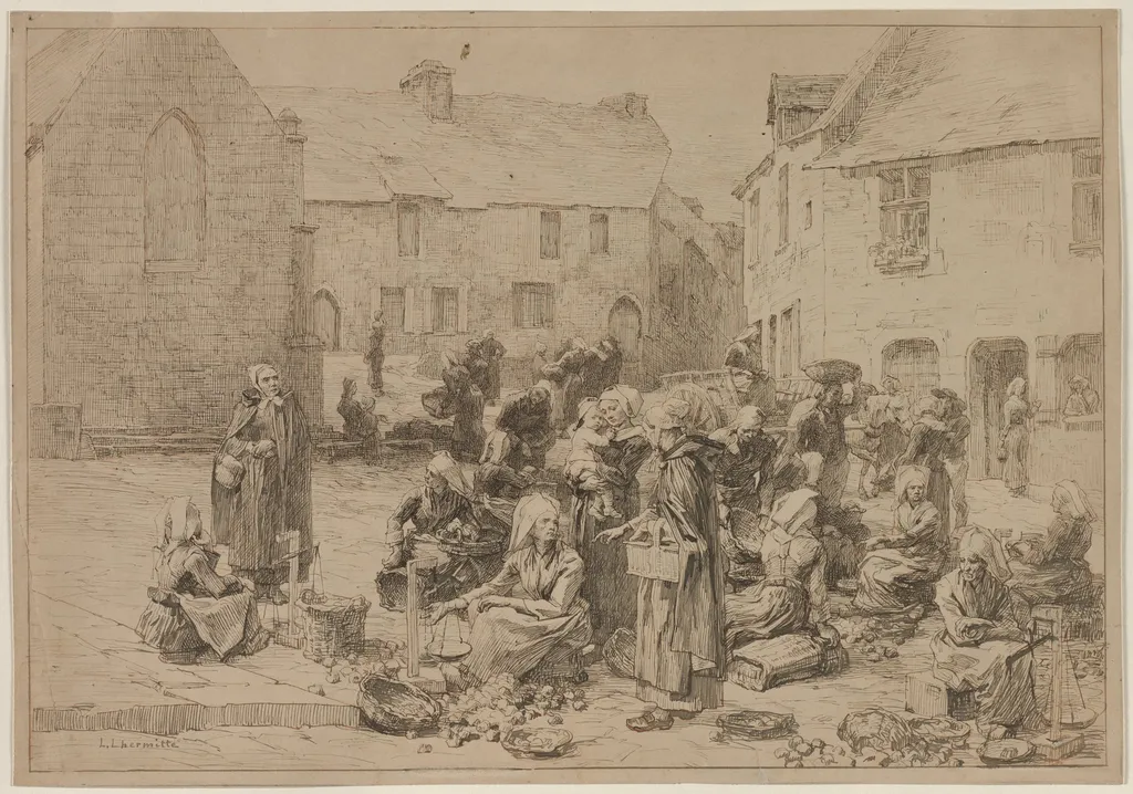 The Apple Market at Landerneau, by Léon Augustin Lhermitte, 1878