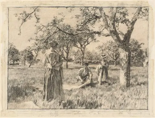 Washerwomen Setting the Linens Out to Dry, by Léon Augustin Lhermitte