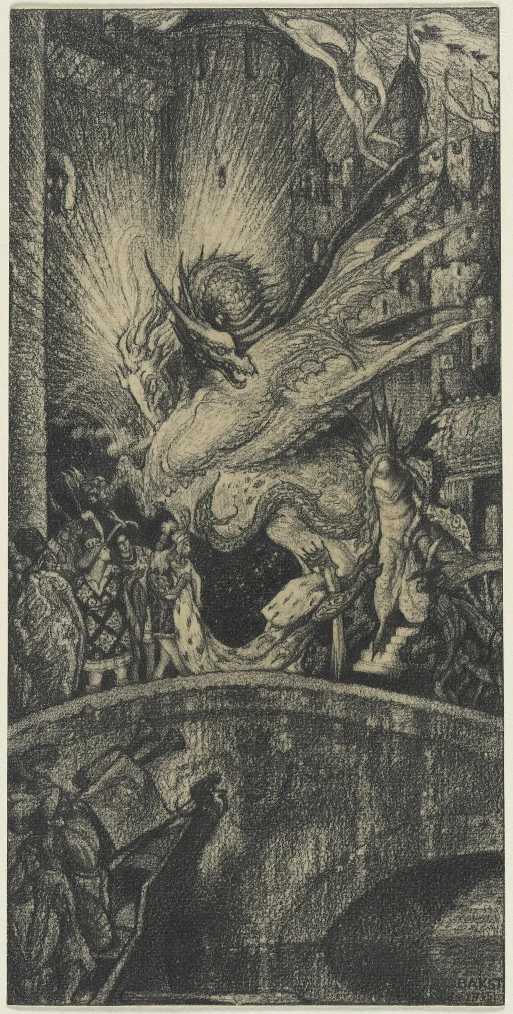 Study for The Sleeping Beauty: The Aged King Pleads with the Good Fairy, by Léon Bakst, 1915