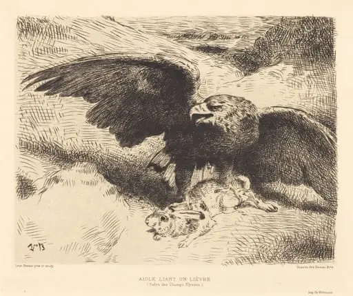 Aigle Liant un Lièvre (An Eagle Pouncing on a Hare), by Léon Bonnat