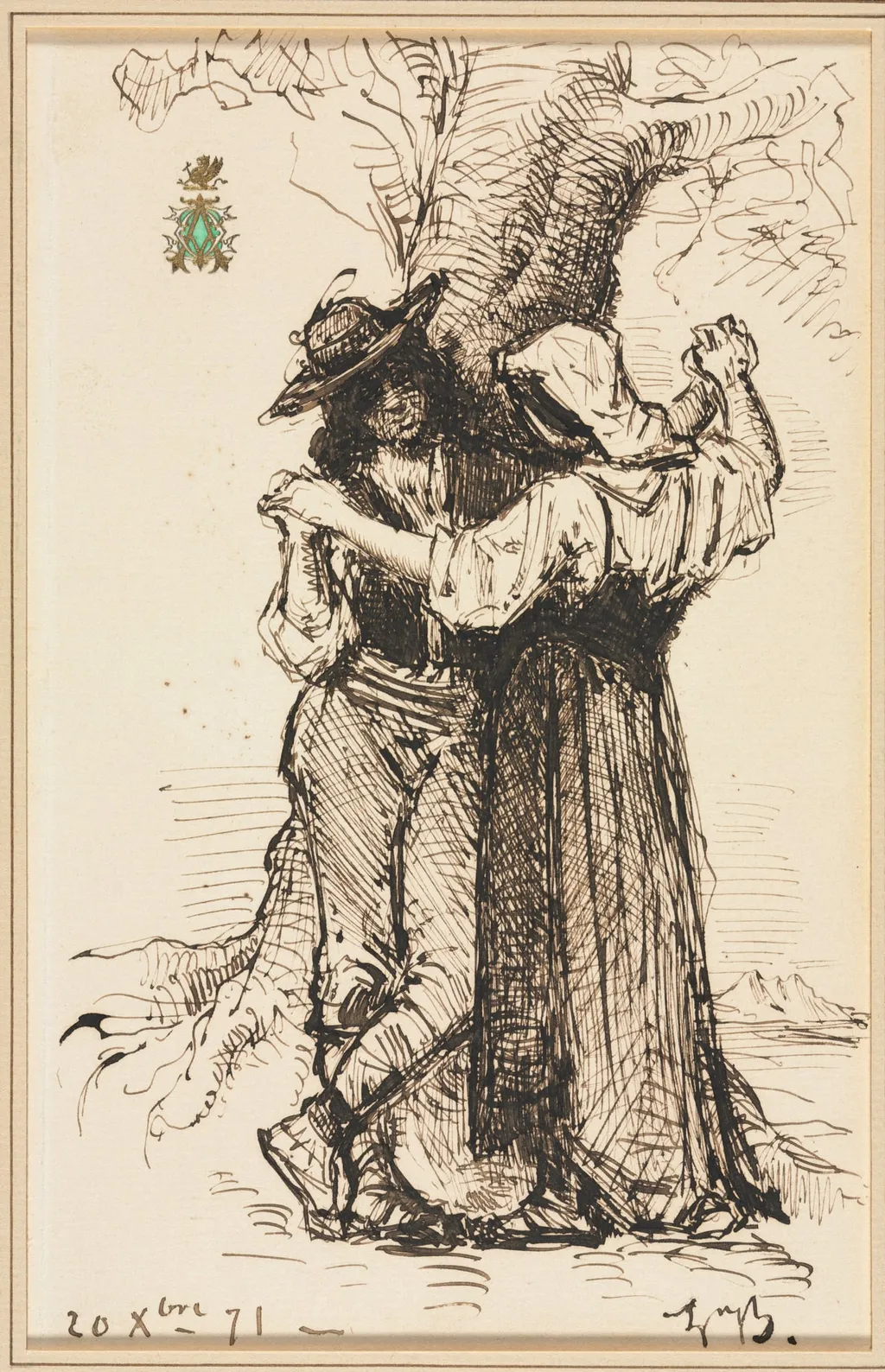 Couple Courting by a Tree, by Léon Bonnat, 1871