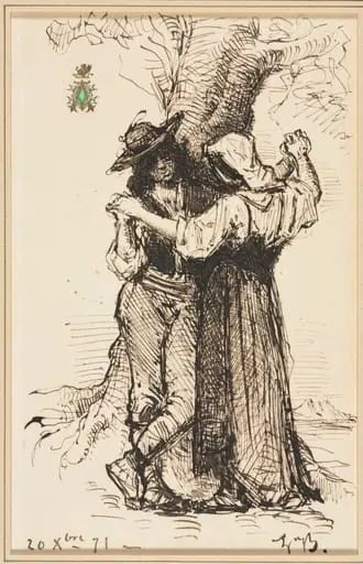 Couple Courting by a Tree, by Léon Bonnat