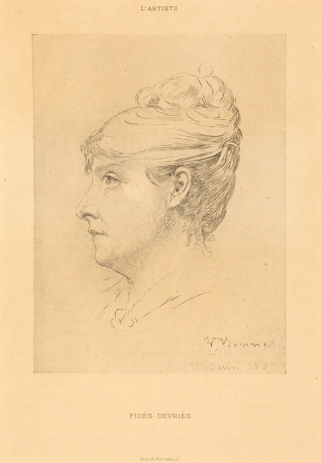 Fidès Devriès, by Léon Bonnat, ink, 1887