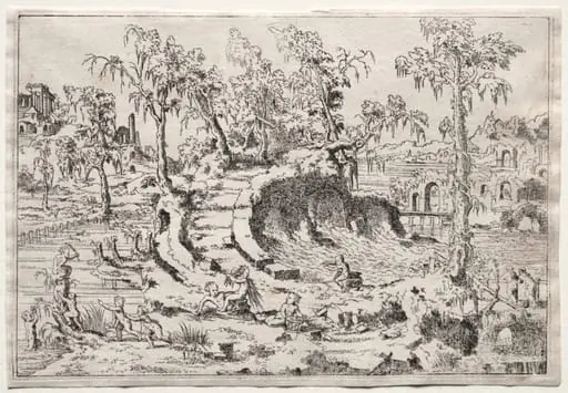 Landscape with Putti, by Léon Davent