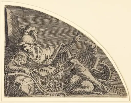 Mars Seated on Trophies, by Léon Davent