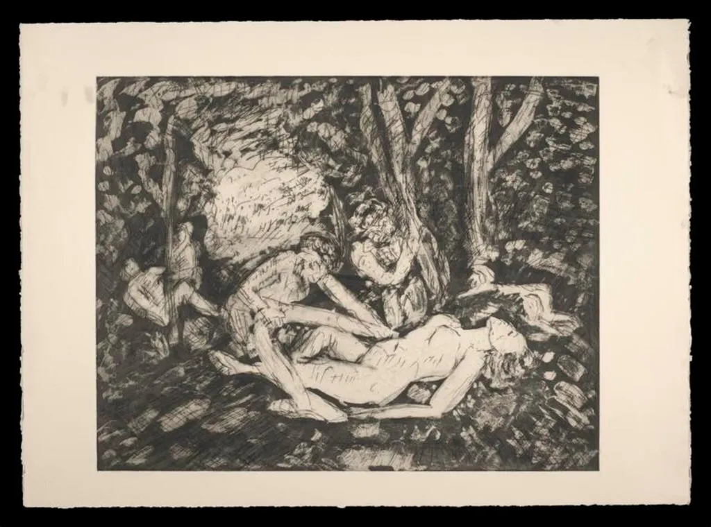 Nymph with Satyrs (after Poussin), by Leon Kossoff, 1998