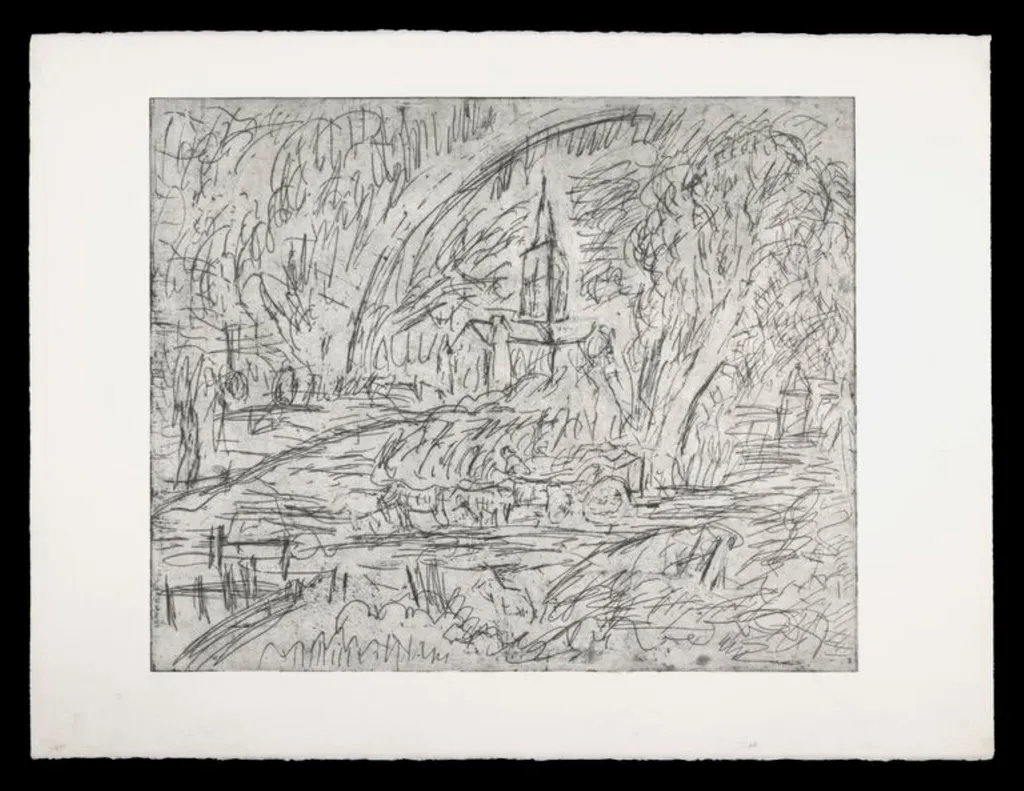 Salisbury Cathedral from the Meadows (after Constable), by Leon Kossoff, 1996