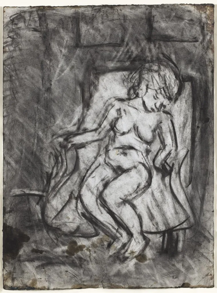 Untitled, by Leon Kossoff, charcoal, 1988