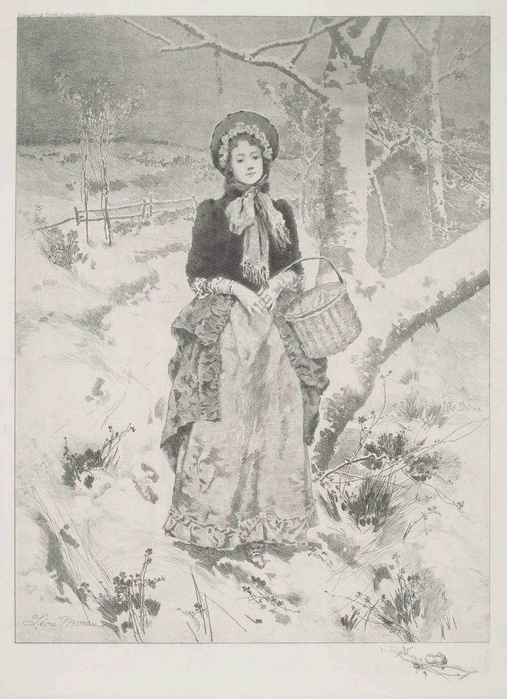 Girl in Peasant Costume, by Leon Moran, ink, 1888