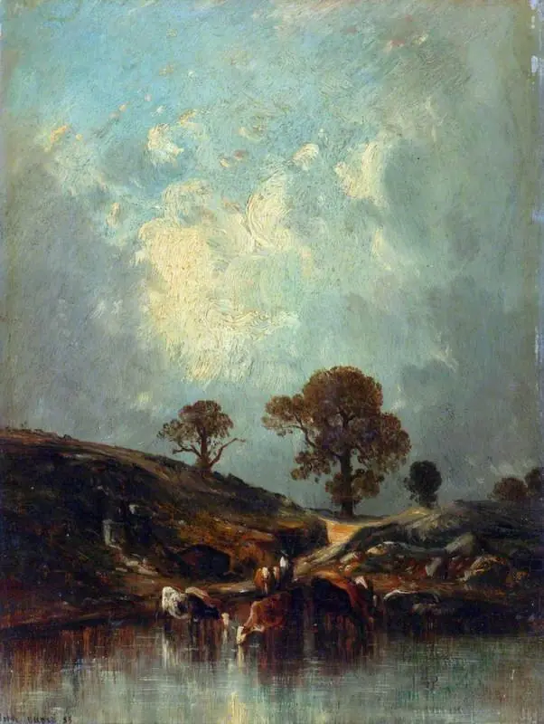 Cows Drinking, by Léon-Victor Dupré