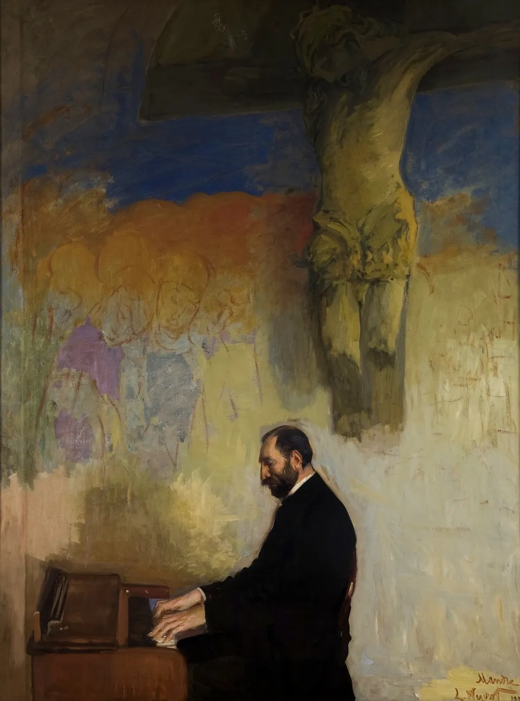 Portrait of Feliks Jasieński at the Organ, by Leon Wyczółkowski, oil, 1902