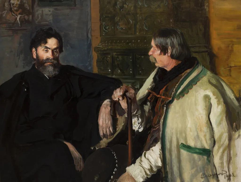 Portrait of Stanisław Witkiewicz with Wojciech Roj, by Leon Wyczółkowski, oil, 1902