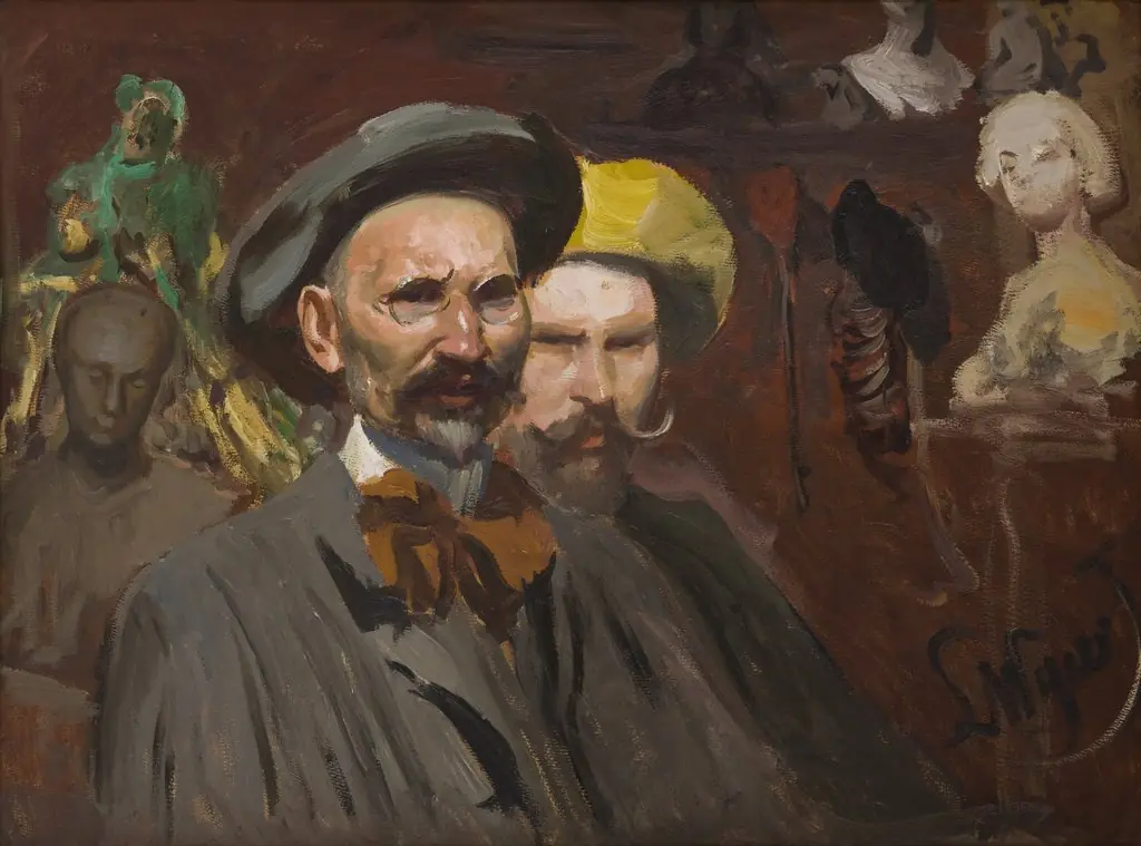Self-Portrait with Konstanty Laszczka, by Leon Wyczółkowski