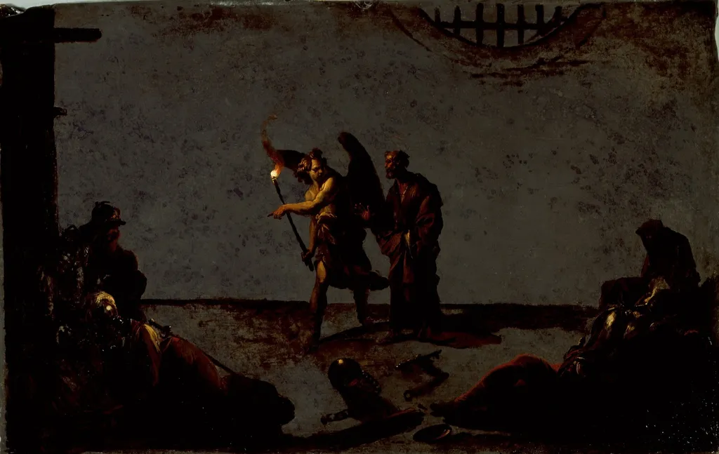 The Liberation of Saint Peter, by Leonaert Bramer, unspecified, 1625