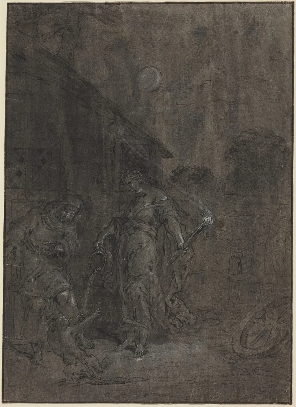 Stellio Changed into a Lizard by Ceres, by Leonard Bramer, ink, 1635