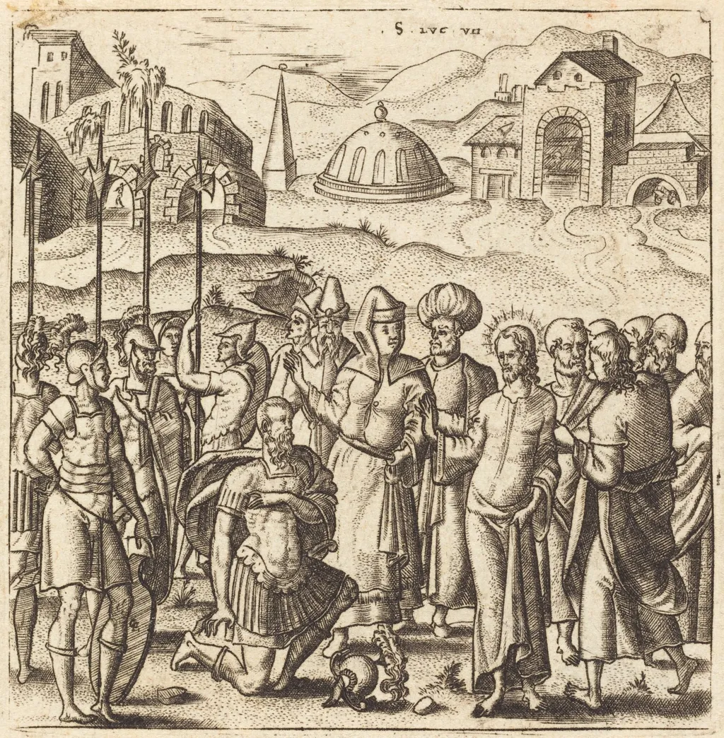 Christ and the Centurion, by Léonard Gaultier, ink, 1578
