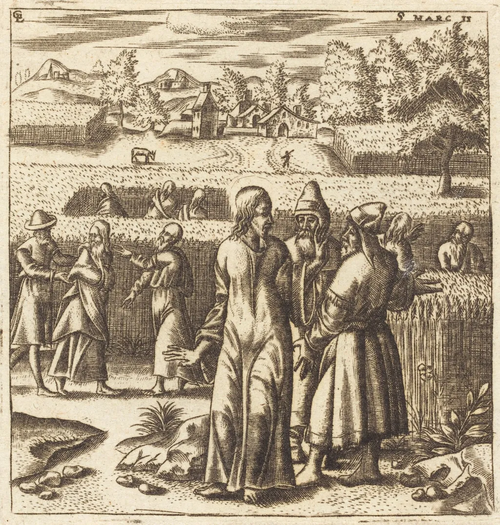 Christ and the Sabbath Laws, by Léonard Gaultier, ink, 1576