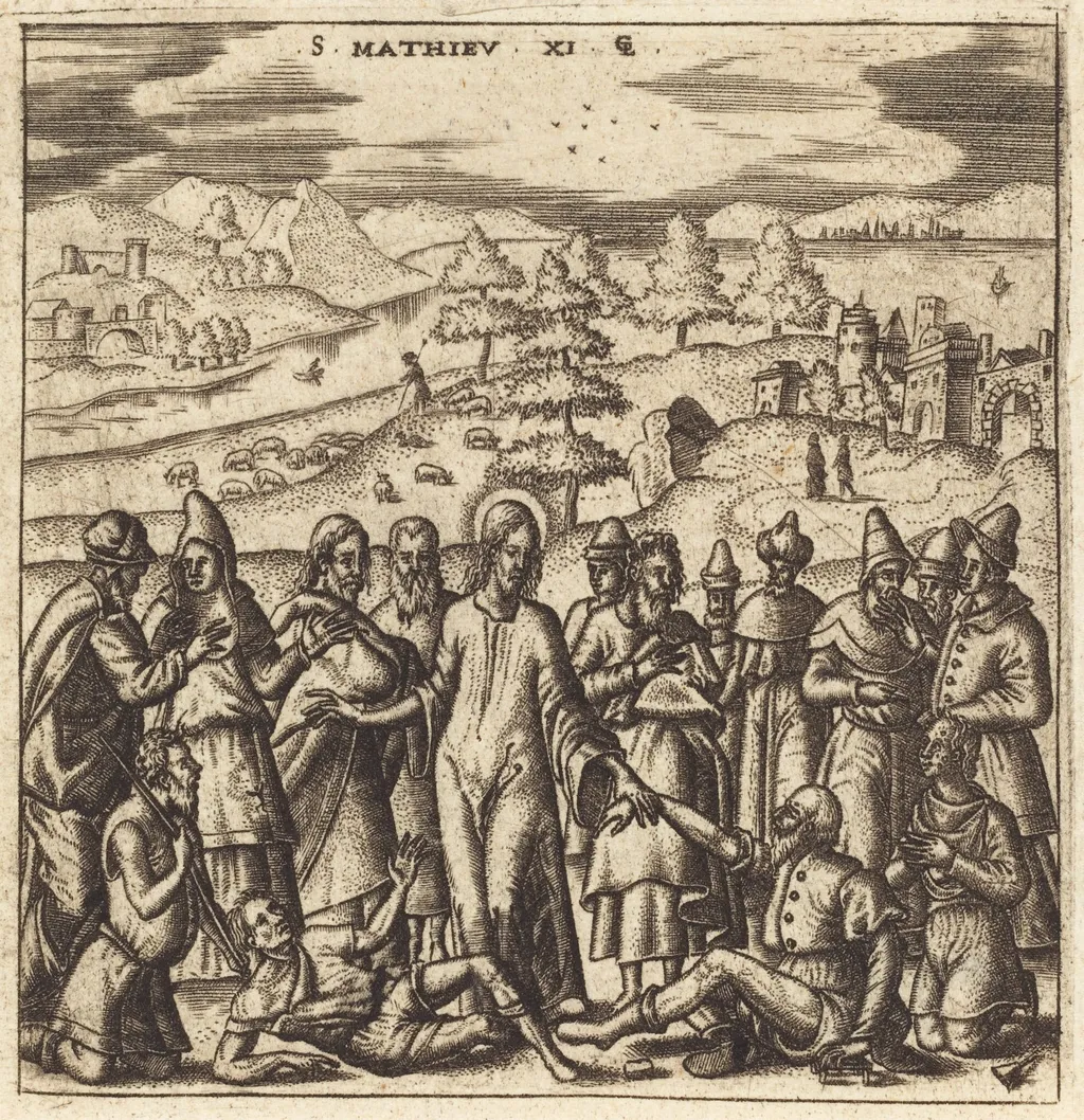 Christ Healing the Sick, by Léonard Gaultier, ink, 1578