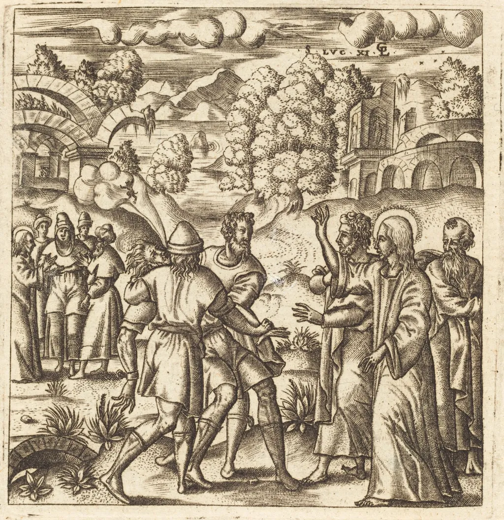 Christ Heals a Dumb Man, by Léonard Gaultier, ink, 1578