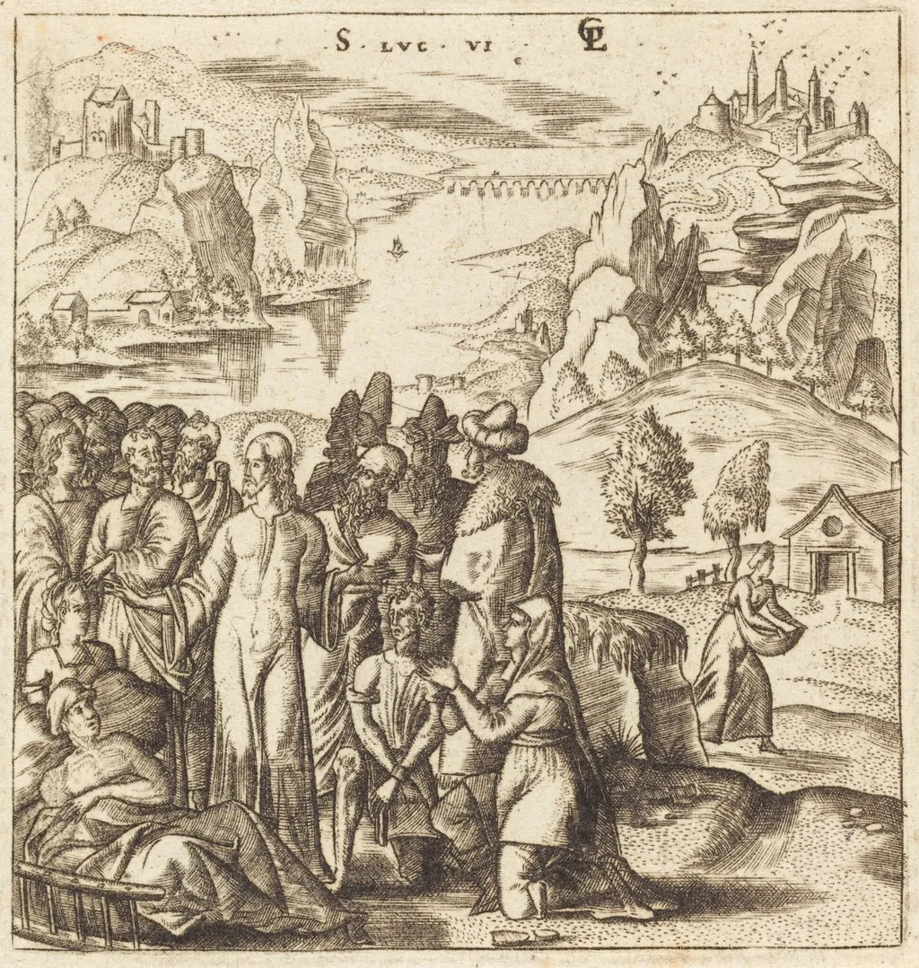 Christ Heals the Sick, by Léonard Gaultier, ink, 1578