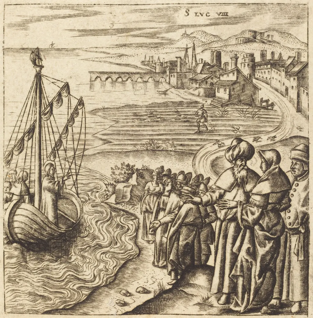 Christ on the Lake, by Léonard Gaultier, ink, 1578