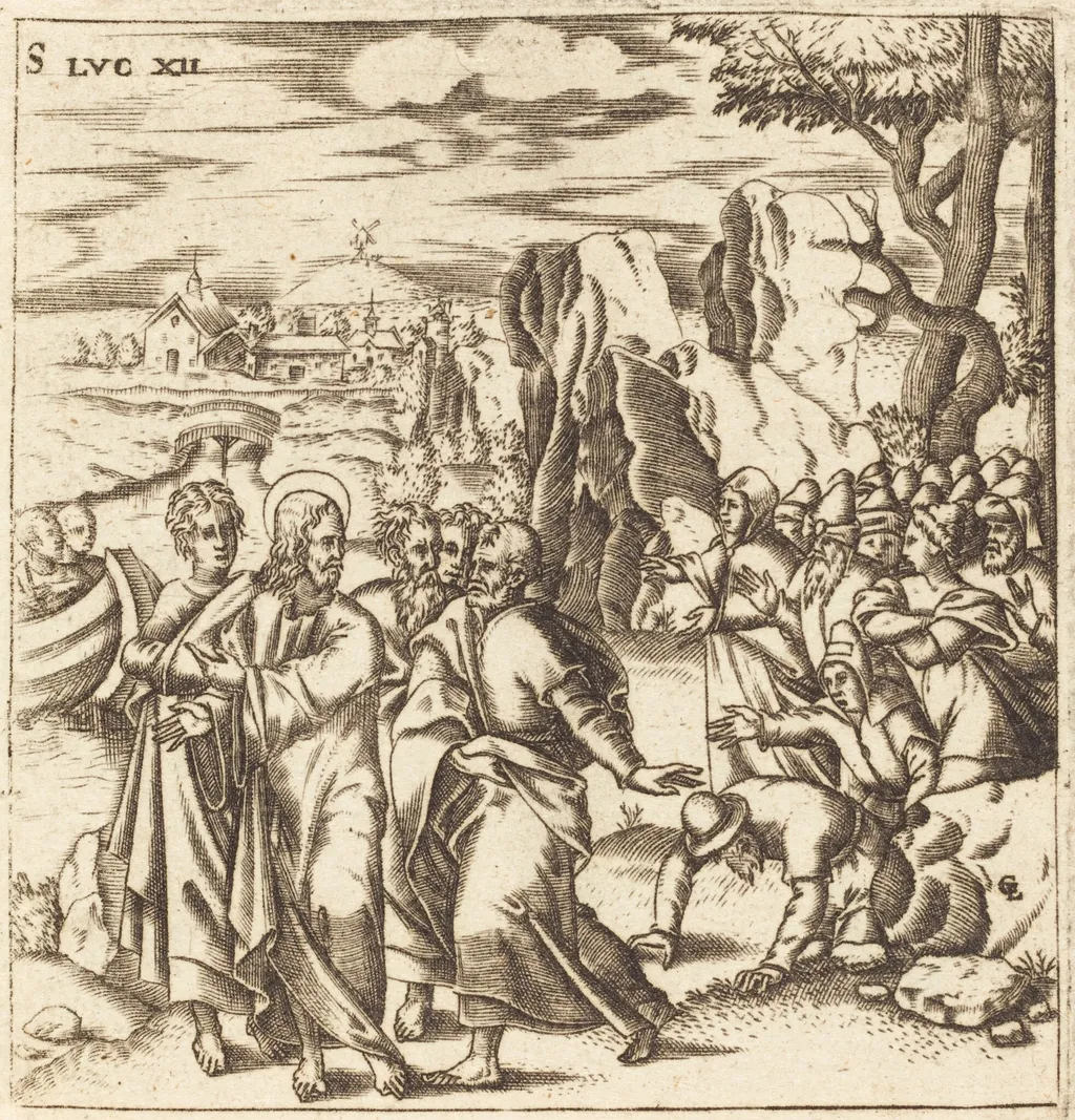 Christ Teaching the Multitude, by Léonard Gaultier, ink, 1578