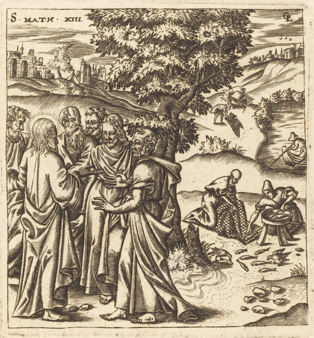Christ Telling His Disciples of the Parable of the Dragnet, by Léonard Gaultier, ink, 1578