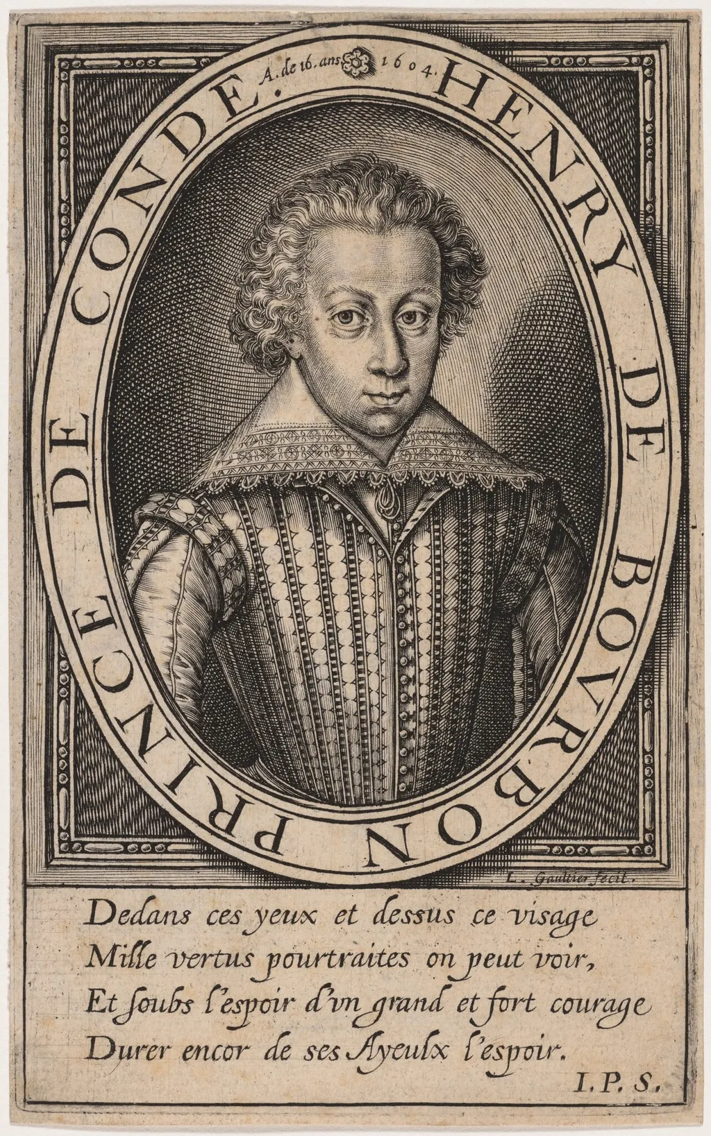Henry II de Bourbon, Prince de Conde, by Léonard Gaultier, ink, 1604