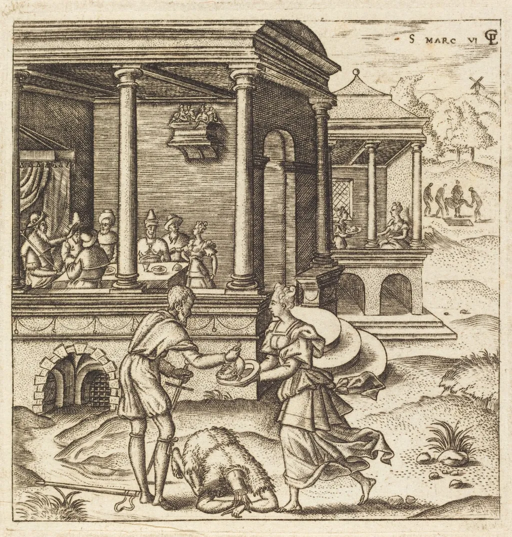 John the Baptist Beheaded, by Léonard Gaultier, ink, 1578