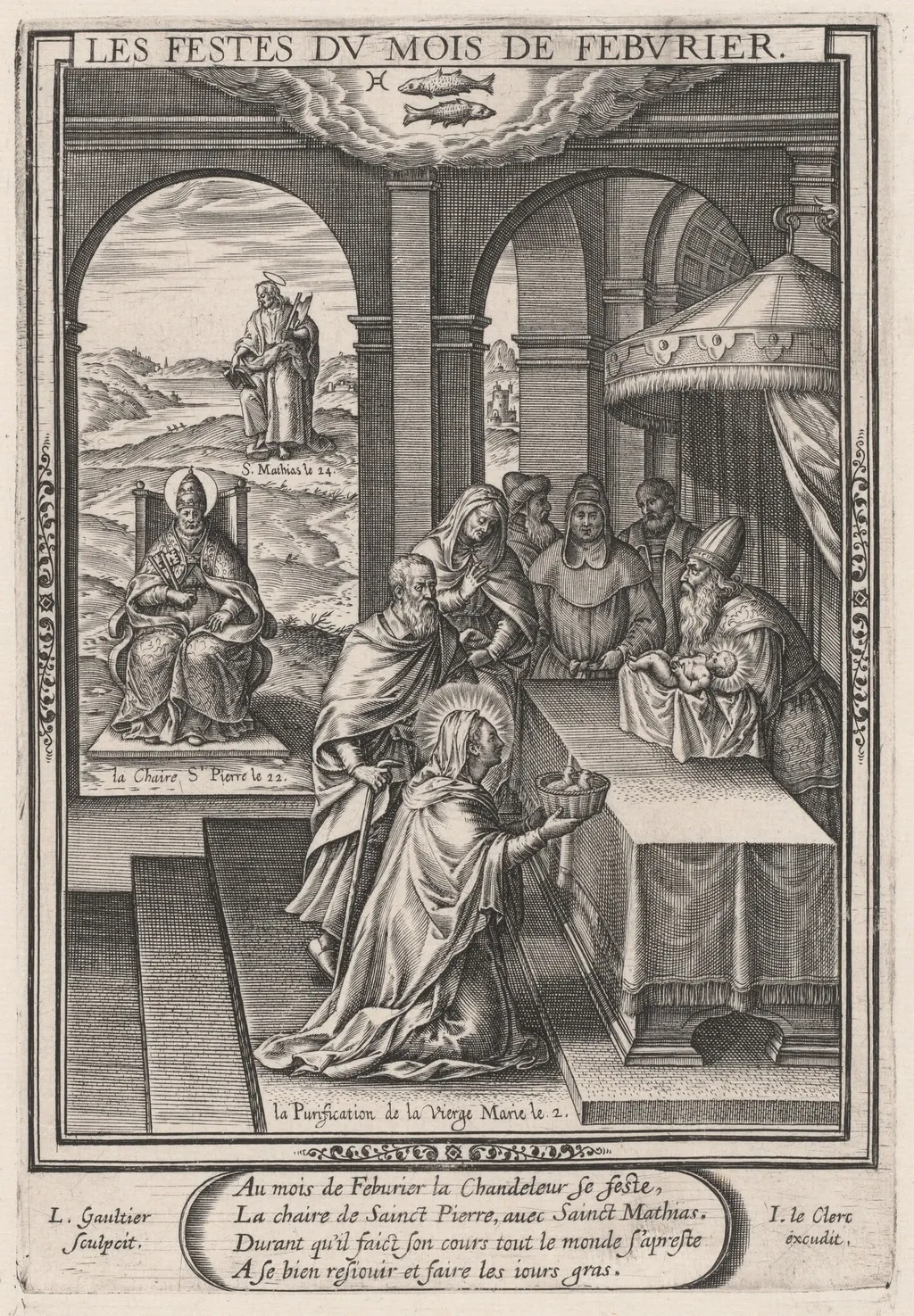 Les Festes du mois de Feburier (February: the Purification of the Virgin), by Léonard Gaultier, ink, 1603