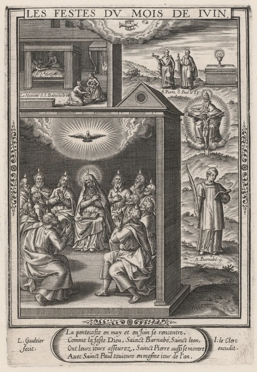 Les Festes du mois de Juin (June: The Pentecost), by Léonard Gaultier, ink, 1603