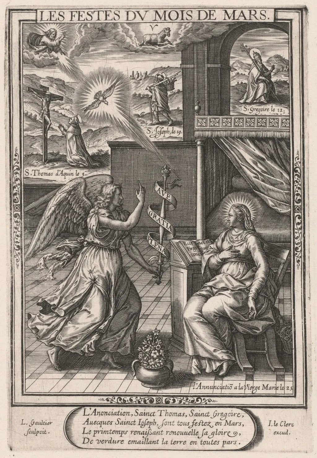 Les Festes du mois de Mars (March: The Annunciation), by Léonard Gaultier, ink, 1603